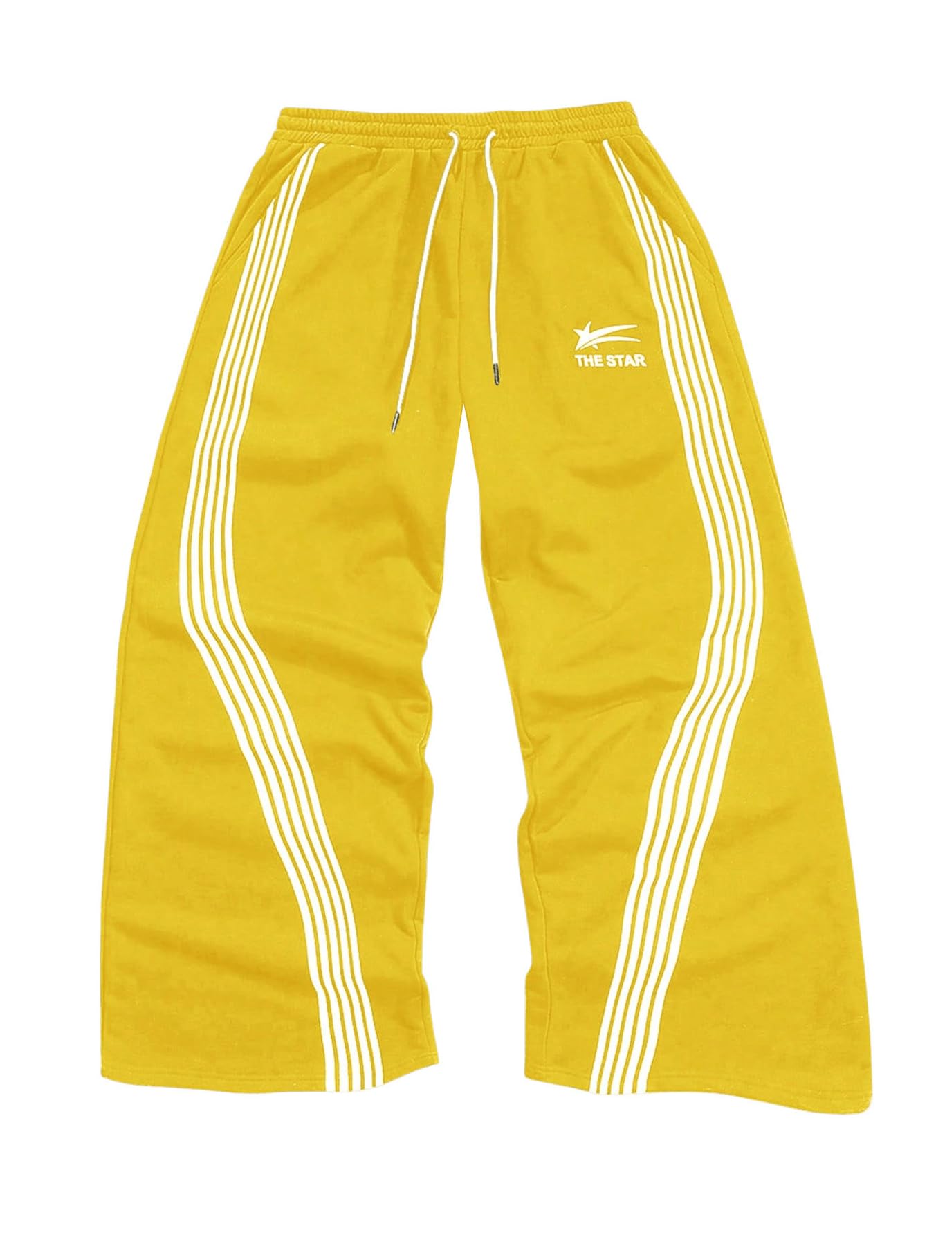 SHENHE Men's Y2k Graphic Track Striped Parachute Wide Leg Sweatpants