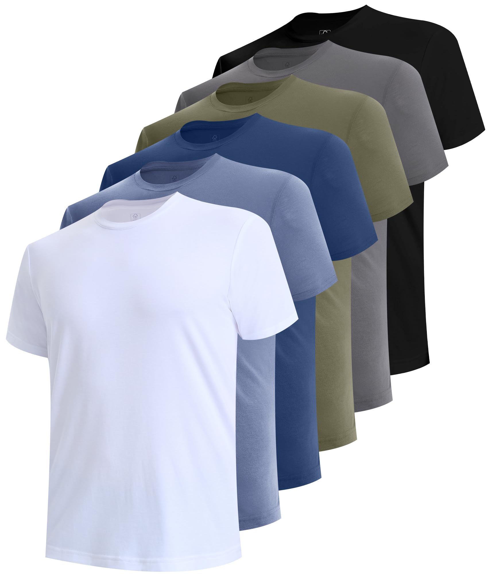 BAMBOO COOL Men's Undershirts Moisture Wicking Crewneck T Shirts 6 Pack