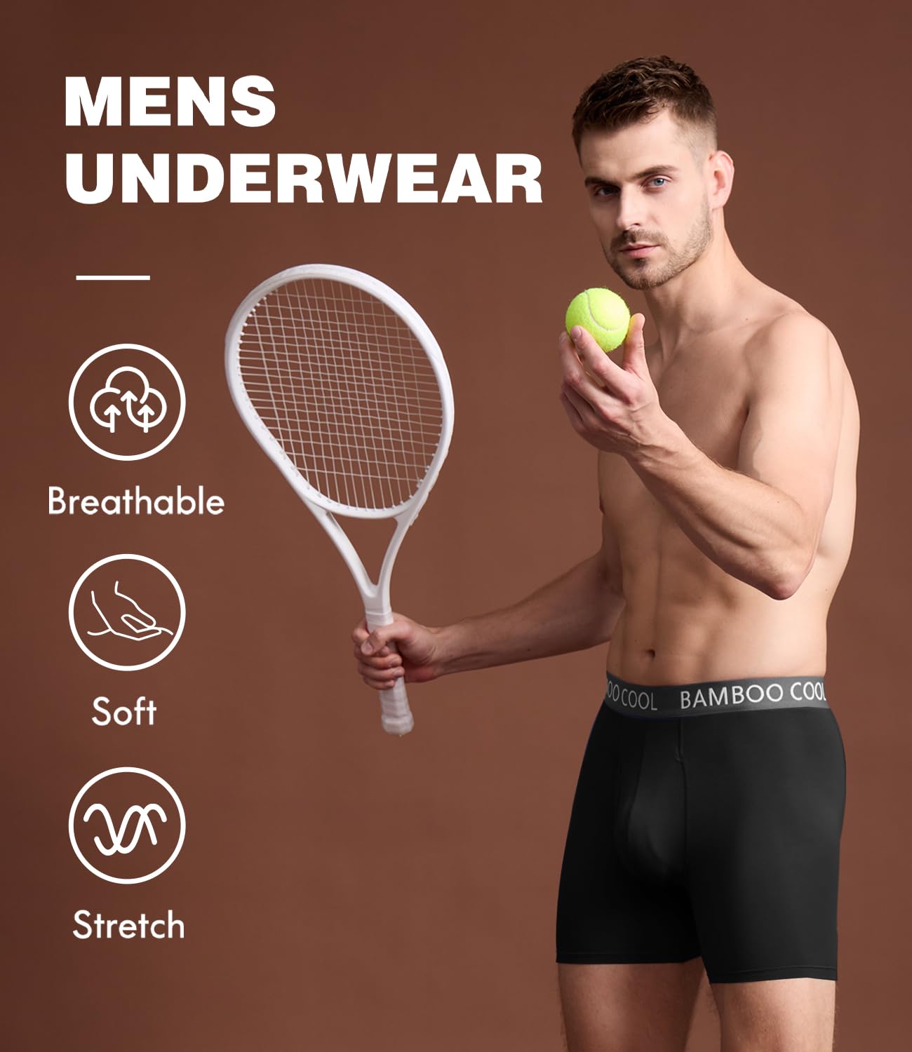 BAMBOO COOL Ultra Soft & breathable Mens Underwear Boxer Briefs Pack