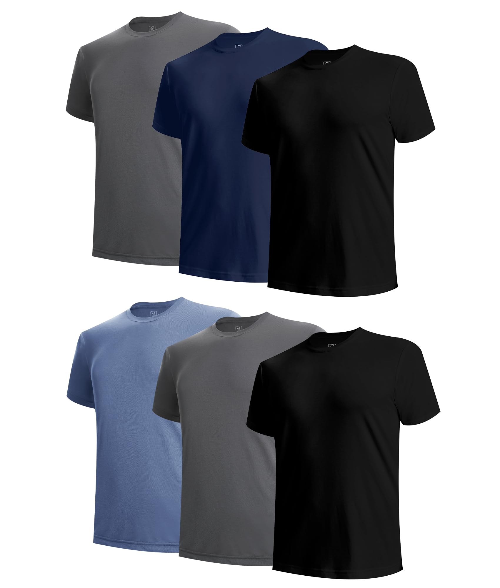 BAMBOO COOL Men's Undershirts Moisture Wicking Crewneck T Shirts 6 Pack