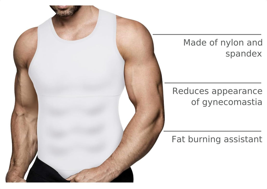 Mens Compression Shirt Slimming Body Shaper Vest Workout Tank Tops Abdomen