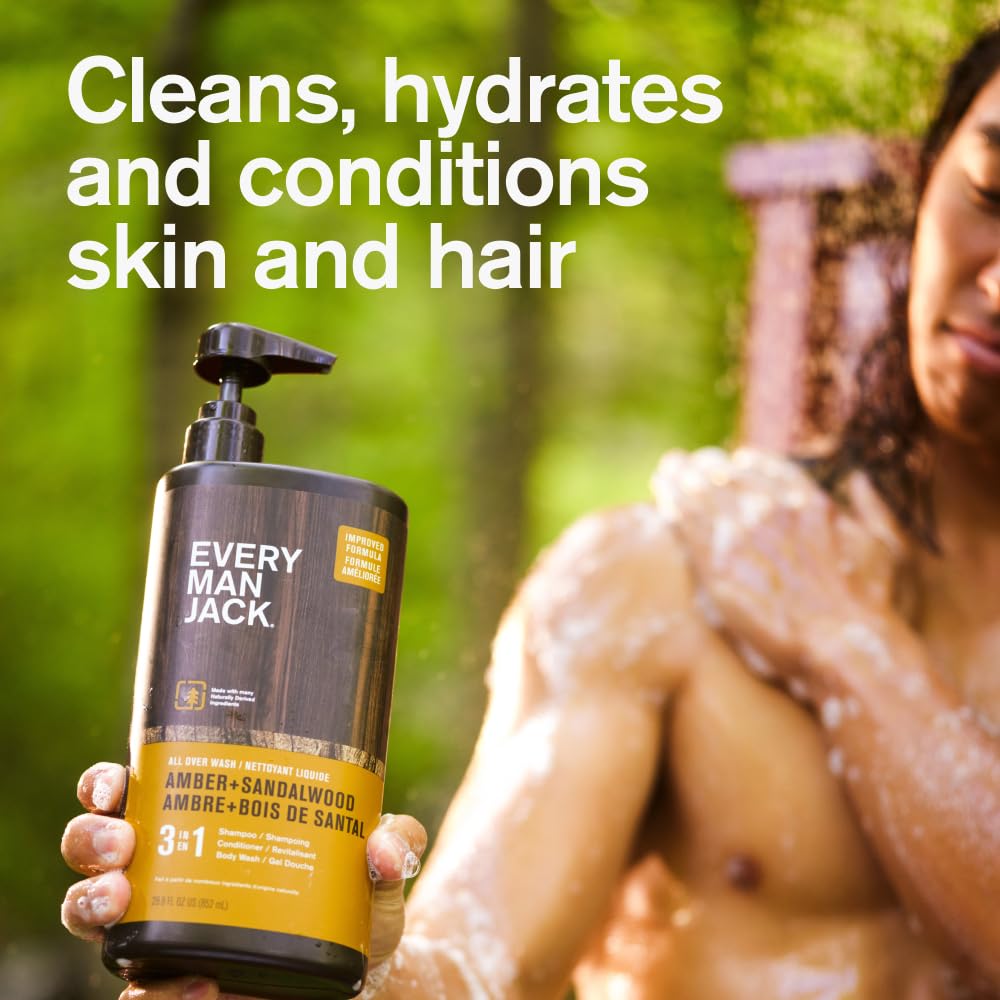 Every Man Jack 3-in-1 All Over Body Wash for Men, Cedar Red Sage, 2pk
