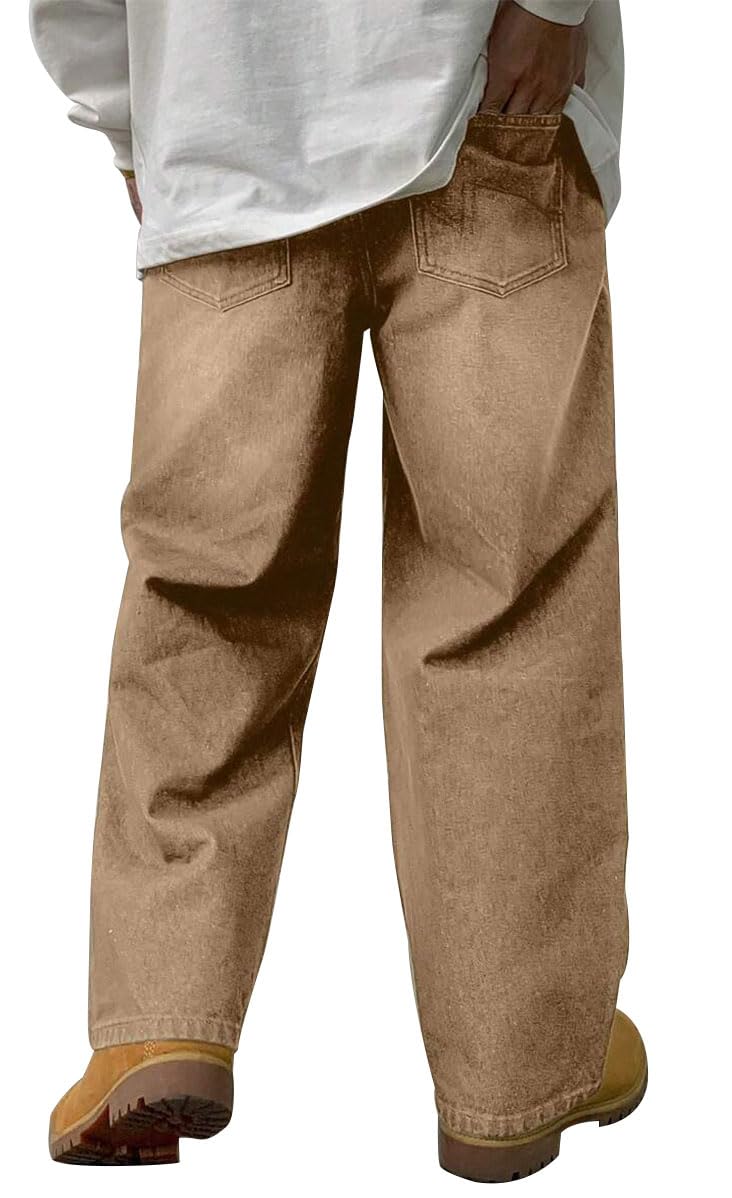 HUNGSON Mens Baggy Jeans for Men Women Y2k Skater Vintage Plain Pants Casual Wide Leg Jeans Loose Fit Denim Jeans