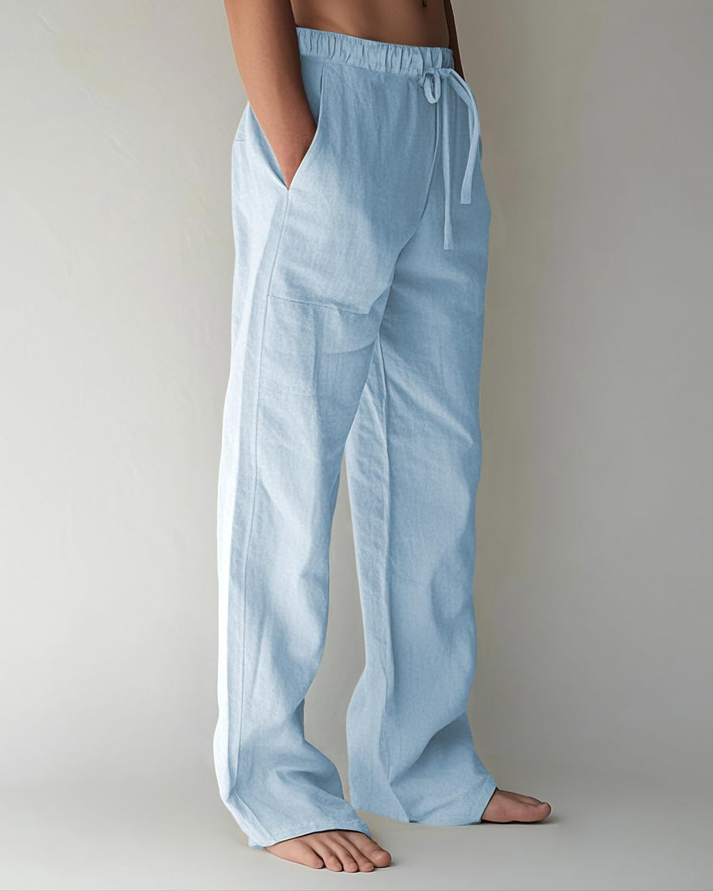 PIDOGYM Mens Cotton Linen Pants Beach Casual Pajama Pants with Pockets