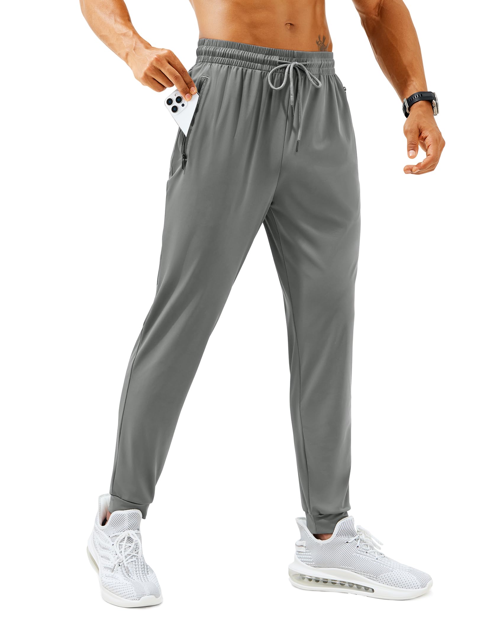 Mens Sweatpants with Zipper Pockets Lightweight Athletic Joggers for Workout Running Gym Track Casual Wear