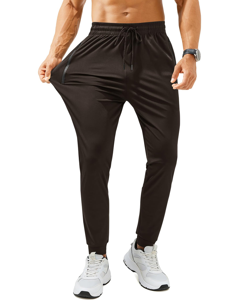Mens Sweatpants with Zipper Pockets Lightweight Athletic Joggers for Workout Running Gym Track Casual Wear