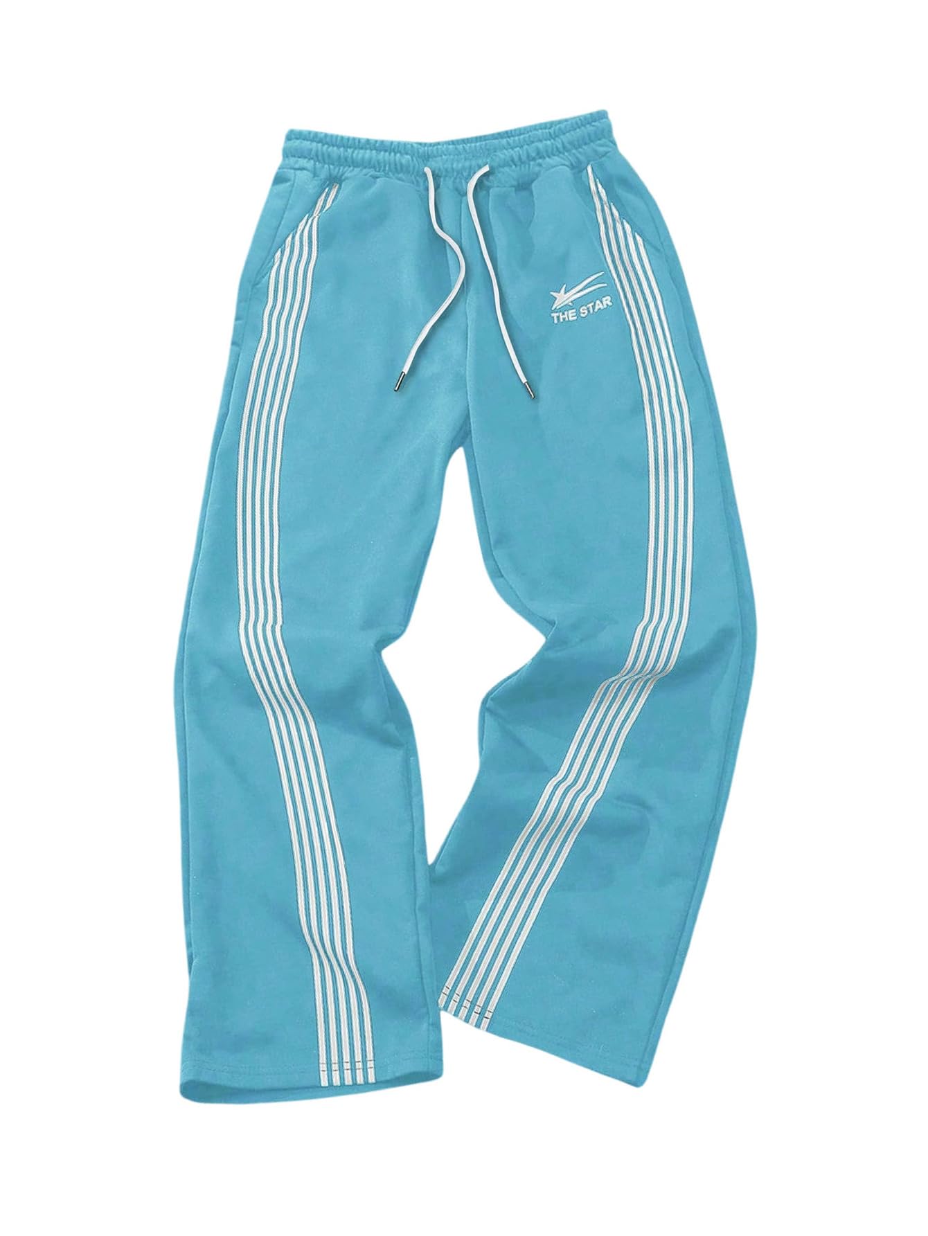 SHENHE Men's Y2k Graphic Track Striped Parachute Wide Leg Sweatpants