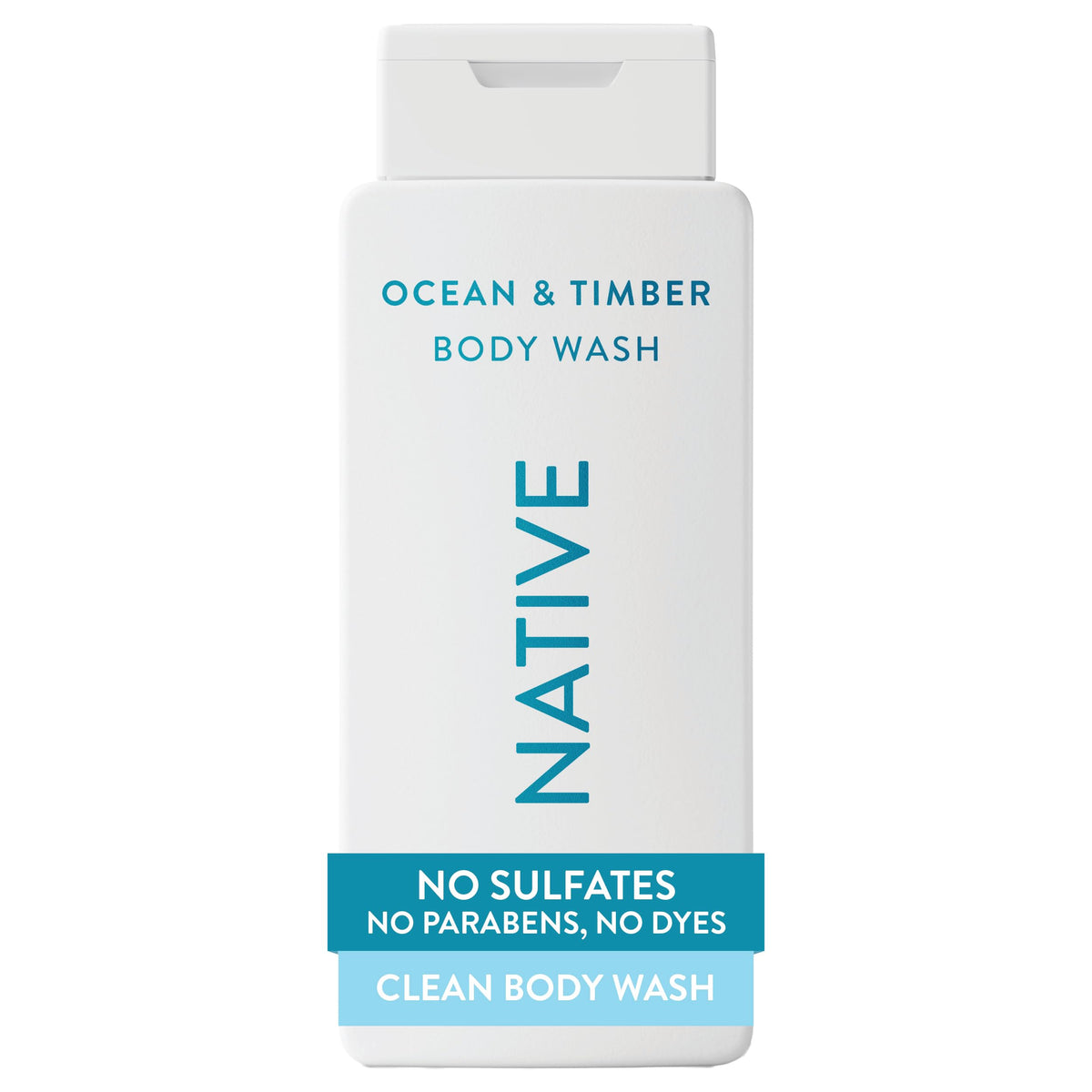 Native Clean Body Wash, Gentle & pH-balanced for Sensitive Skin, 24-Hr Freshness for Men & Women, Vegan & Cruelty-Free, Free of Sulfates, Parabens & Phthalates, Sea Salt & Cedar, 18 fl oz