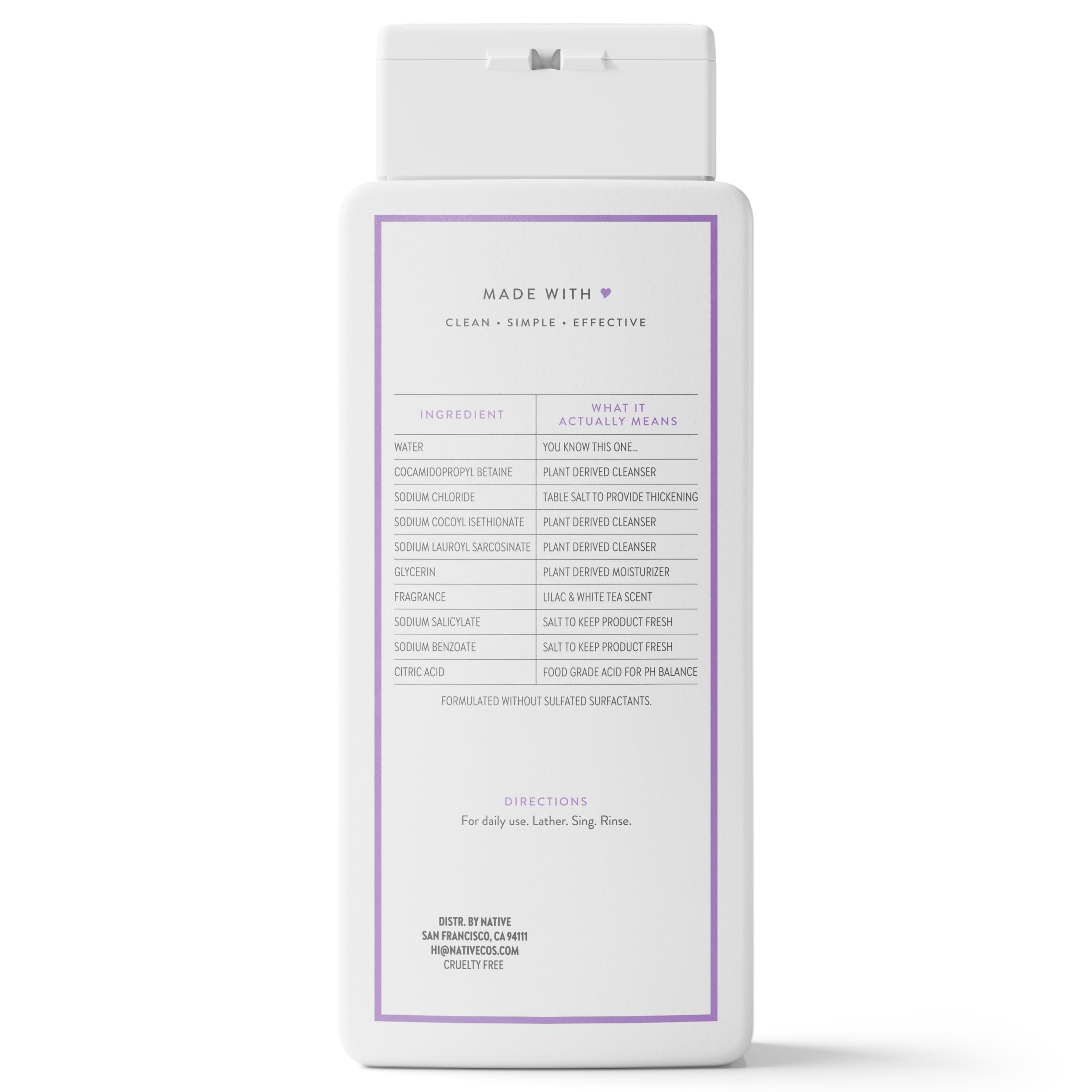 Native Clean Body Wash, Gentle & pH-balanced for Sensitive Skin, 24-Hr Freshness for Men & Women, Vegan & Cruelty-Free, Free of Sulfates, Parabens & Phthalates, Sea Salt & Cedar, 18 fl oz