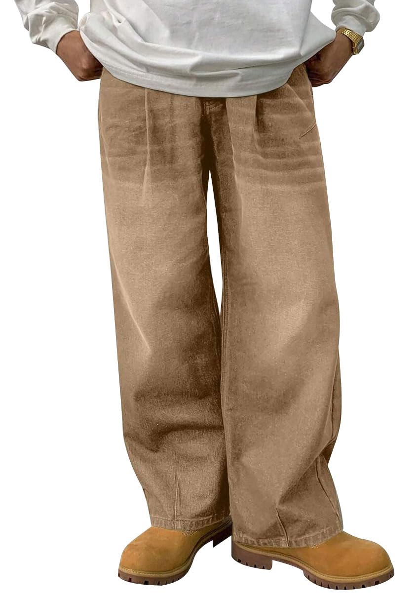 HUNGSON Mens Baggy Jeans for Men Women Y2k Skater Vintage Plain Pants Casual Wide Leg Jeans Loose Fit Denim Jeans
