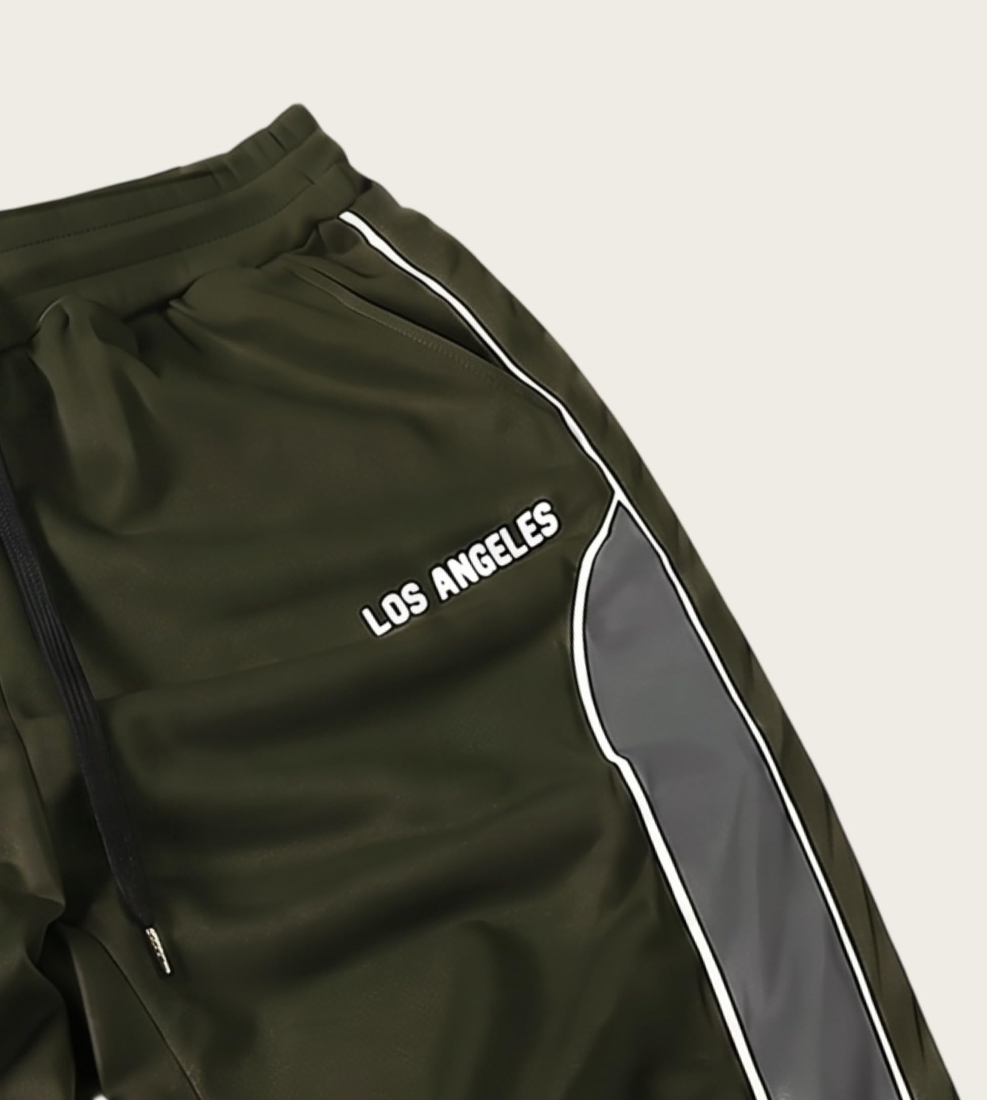 QJQ Men's Baggy Track Pants Casual Wide Leg Striped Side Sweatpants Drawstring Elastic Waist Y2k Streetwear