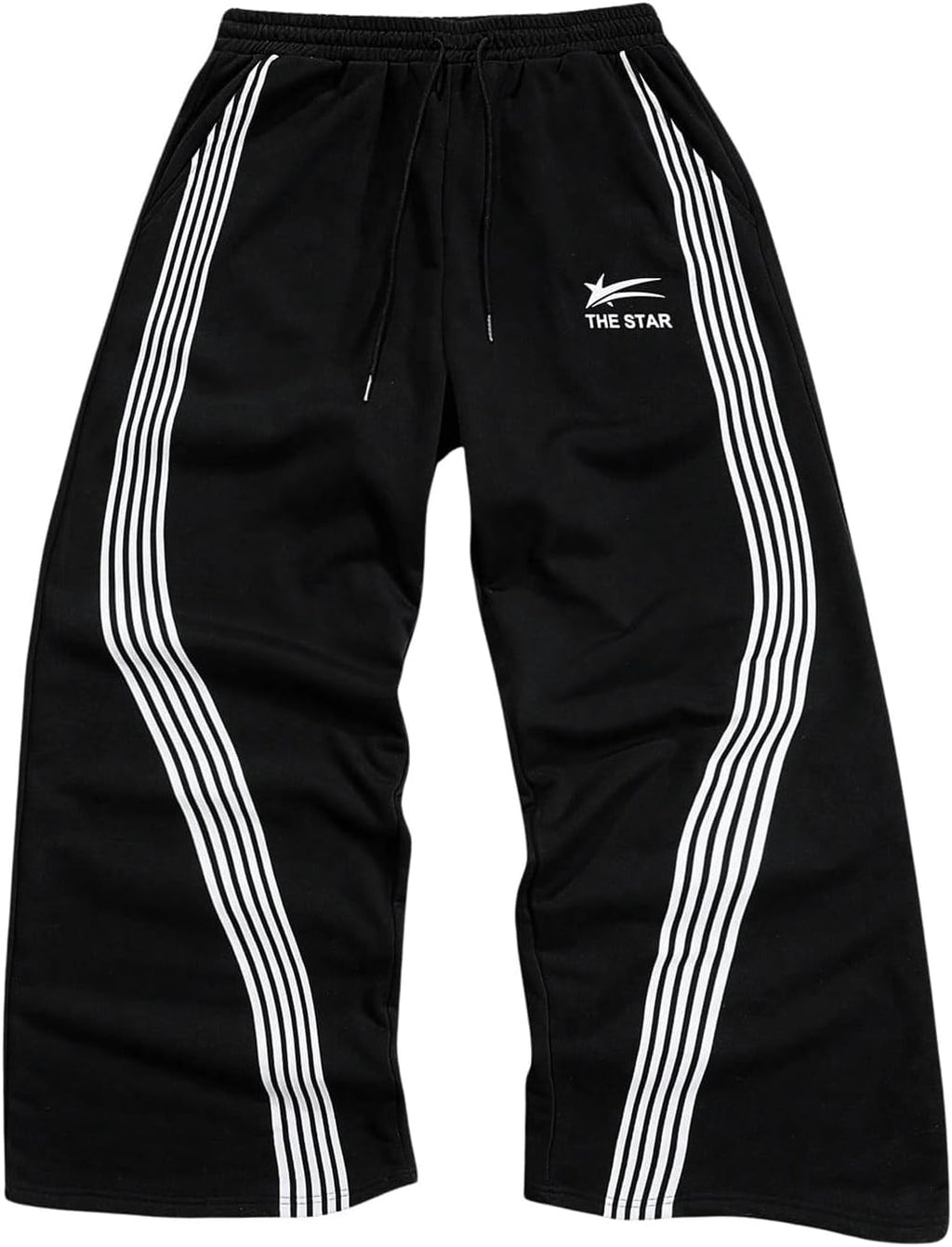 SHENHE Men's Y2k Graphic Track Striped Parachute Wide Leg Sweatpants