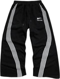 SHENHE Men's Y2k Graphic Track Striped Parachute Wide Leg Sweatpants