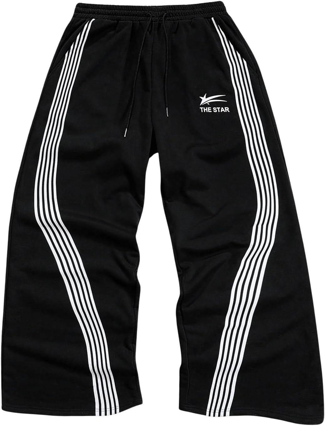 SHENHE Men's Y2k Graphic Track Striped Parachute Wide Leg Sweatpants