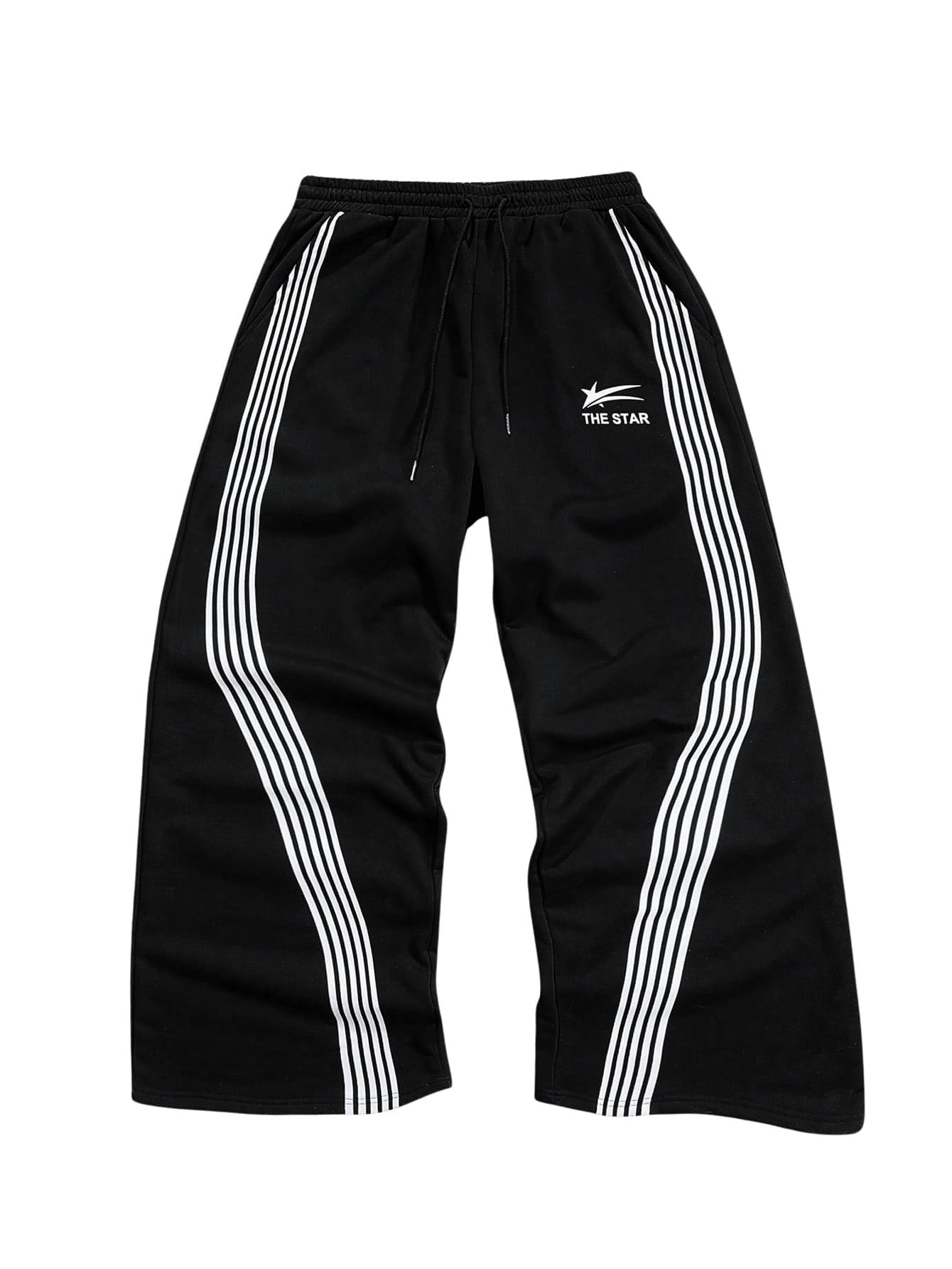 SHENHE Men's Y2k Graphic Track Striped Parachute Wide Leg Sweatpants