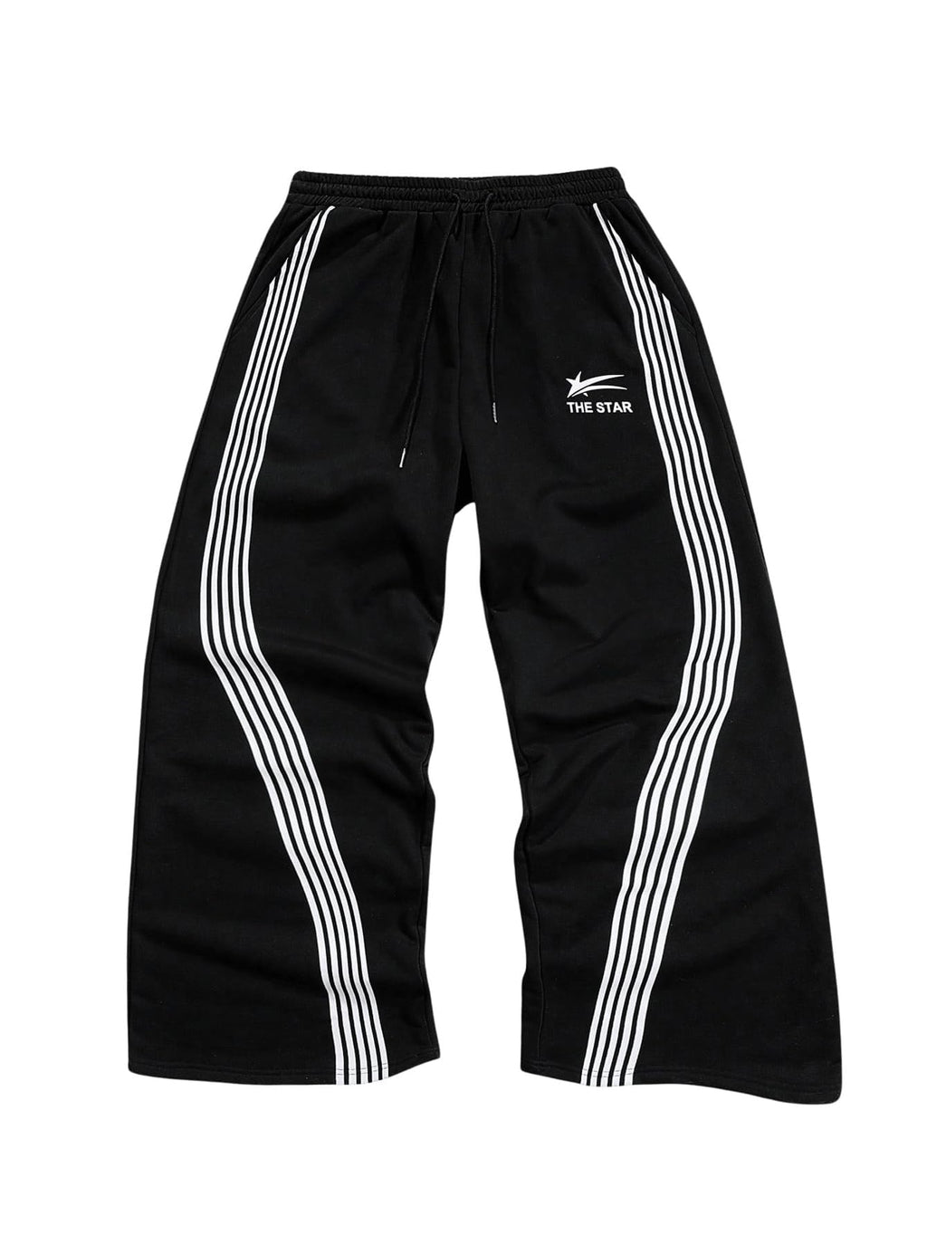 SHENHE Men's Y2k Graphic Track Striped Parachute Wide Leg Sweatpants