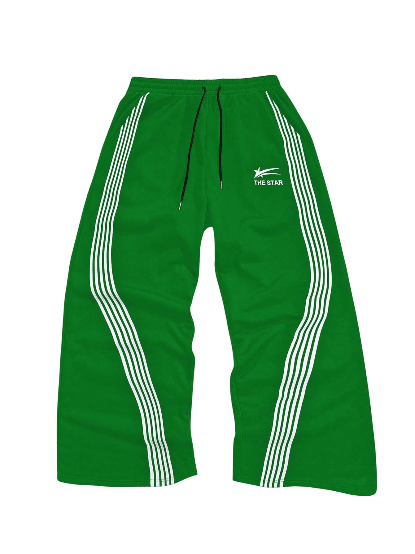 SHENHE Men's Y2k Graphic Track Striped Parachute Wide Leg Sweatpants