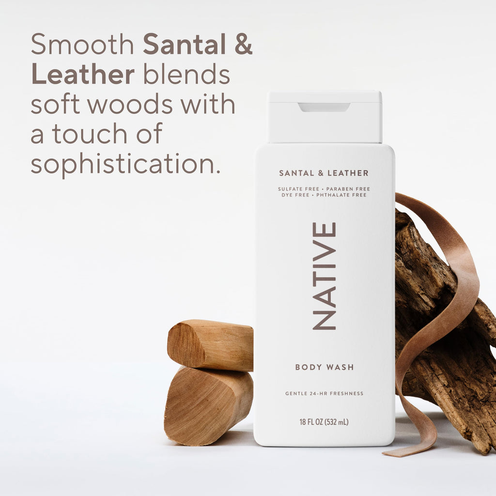 Native Clean Body Wash, Gentle & pH-balanced for Sensitive Skin, 24-Hr Freshness for Men & Women, Vegan & Cruelty-Free, Free of Sulfates, Parabens & Phthalates, Sea Salt & Cedar, 18 fl oz
