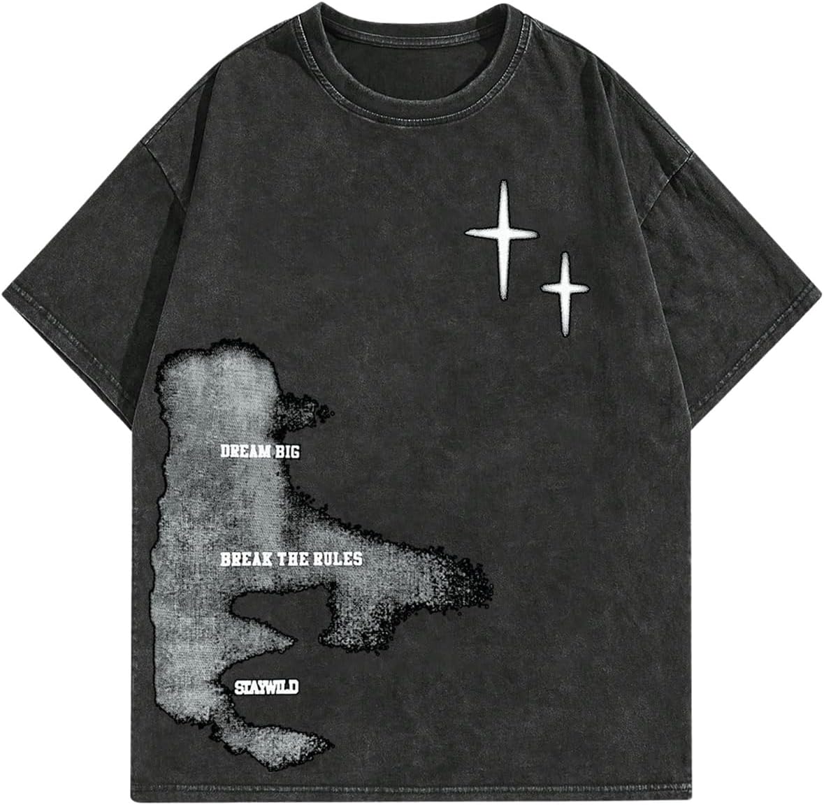 Verdusa Men's Y2k Graphic Tees Short Sleeve Crew Neck Grunge Shirts
