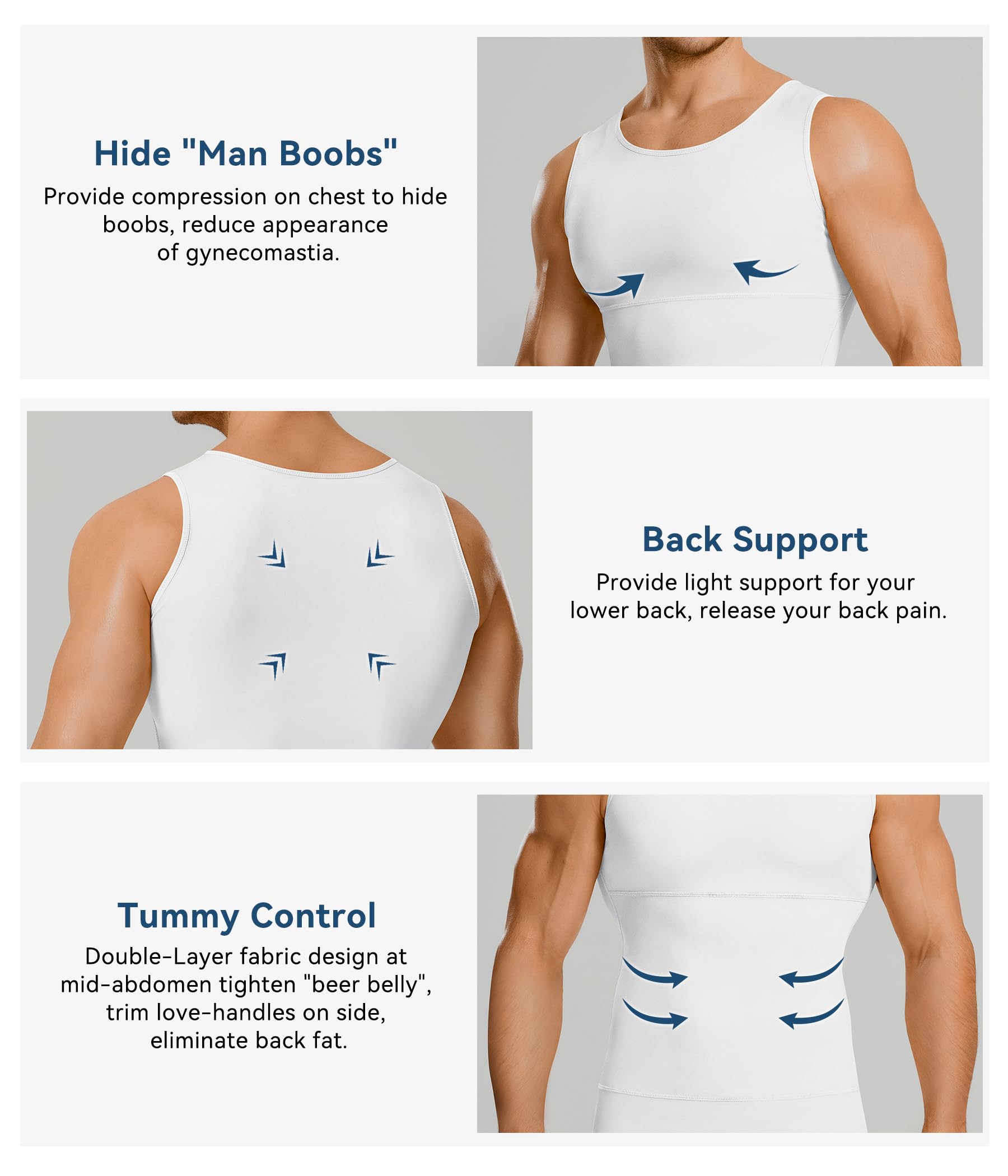 Mens Compression Shirt Slimming Body Shaper Vest Workout Tank Tops Abdomen