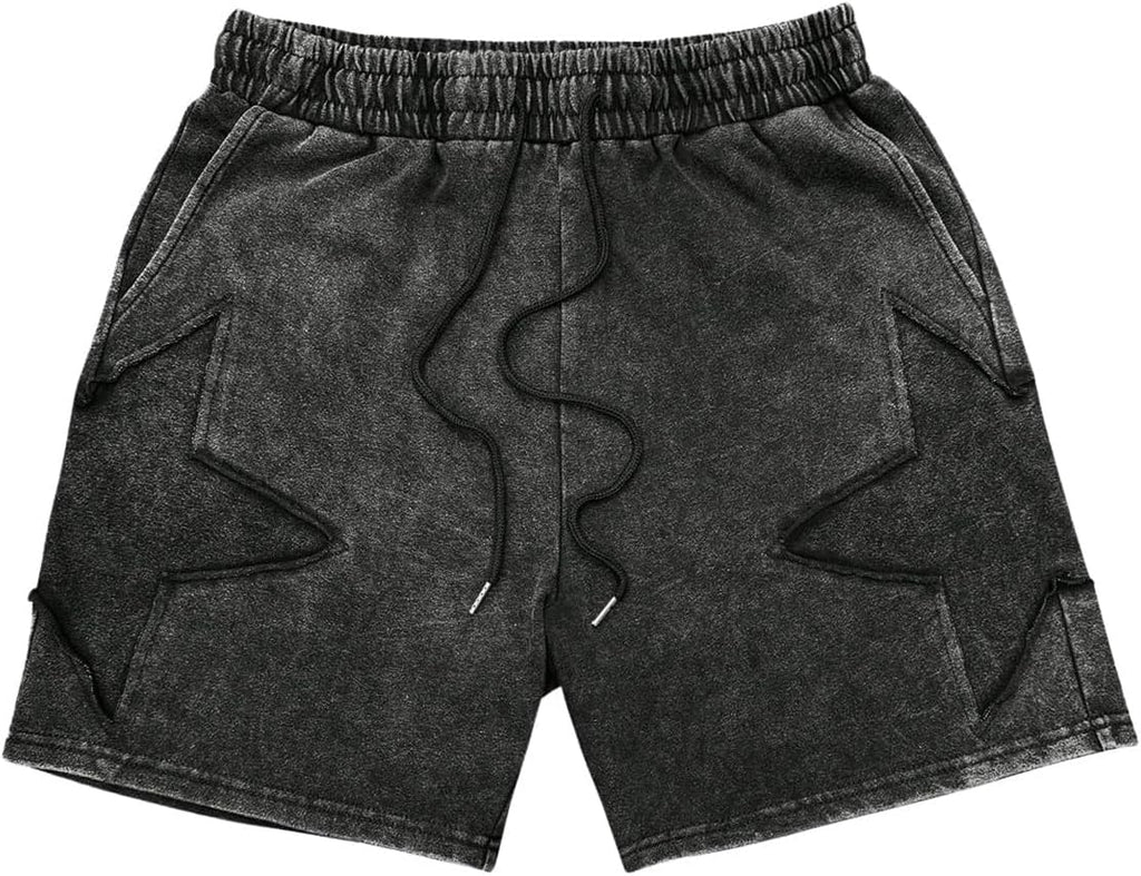 VIPWOLF Men's Star Graphic Y2k Shorts Distressed Track Shorts Streetwear