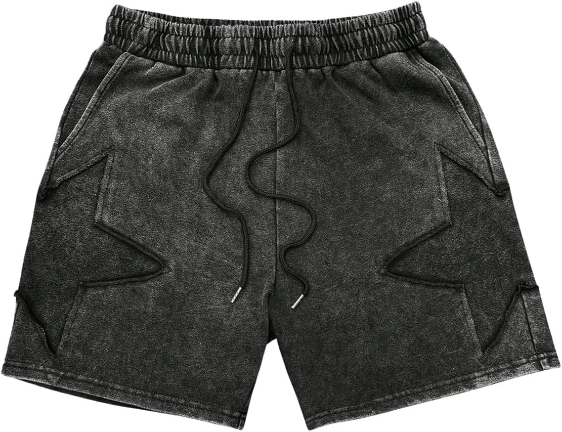 VIPWOLF Men's Star Graphic Y2k Shorts Distressed Track Shorts Streetwear
