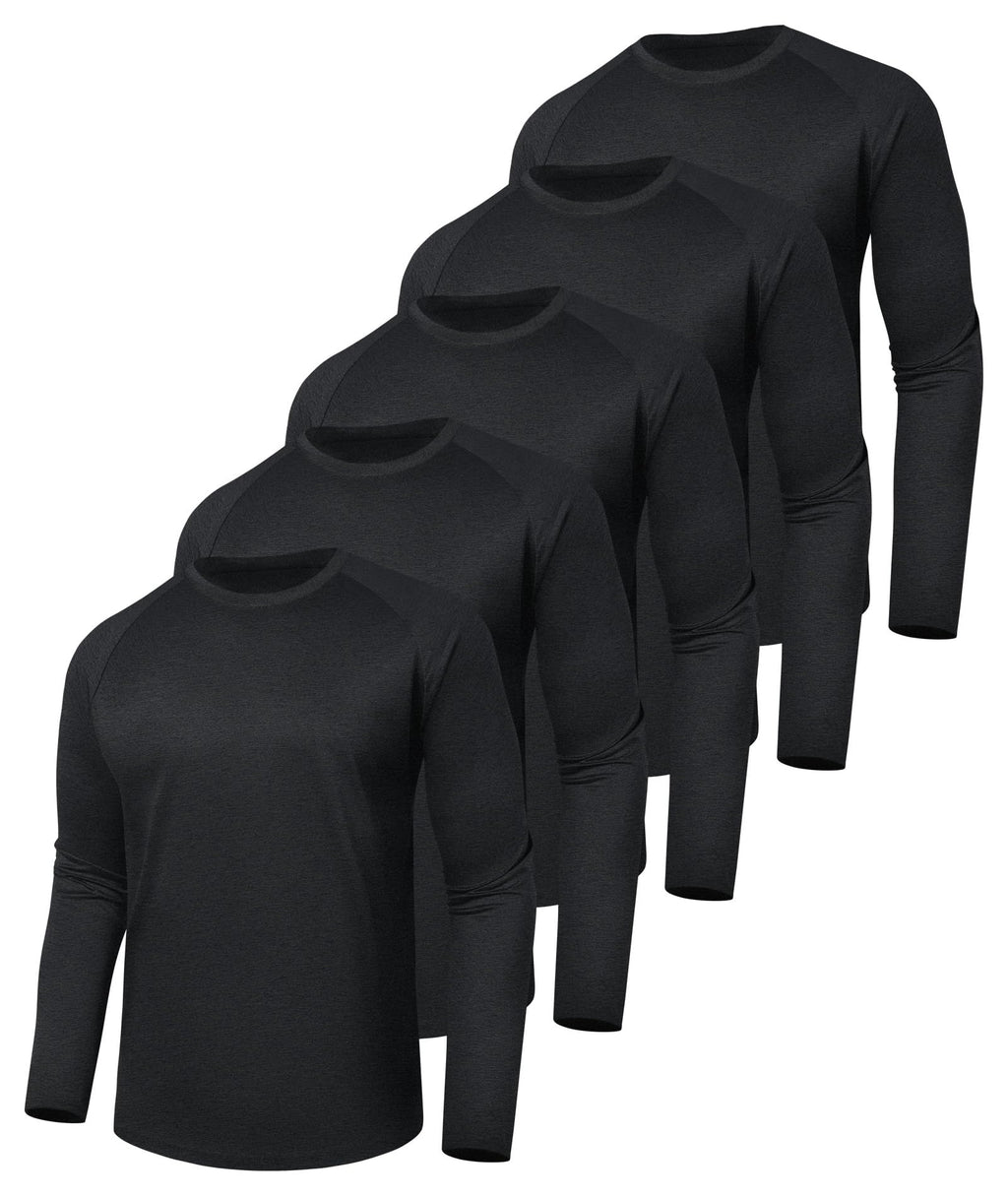 3 Pack Long Sleeve Shirts for Men - Quick Dry Moisture Wicking UV Sun Protection T-Shirts for Fishing Workout Athletic Gym