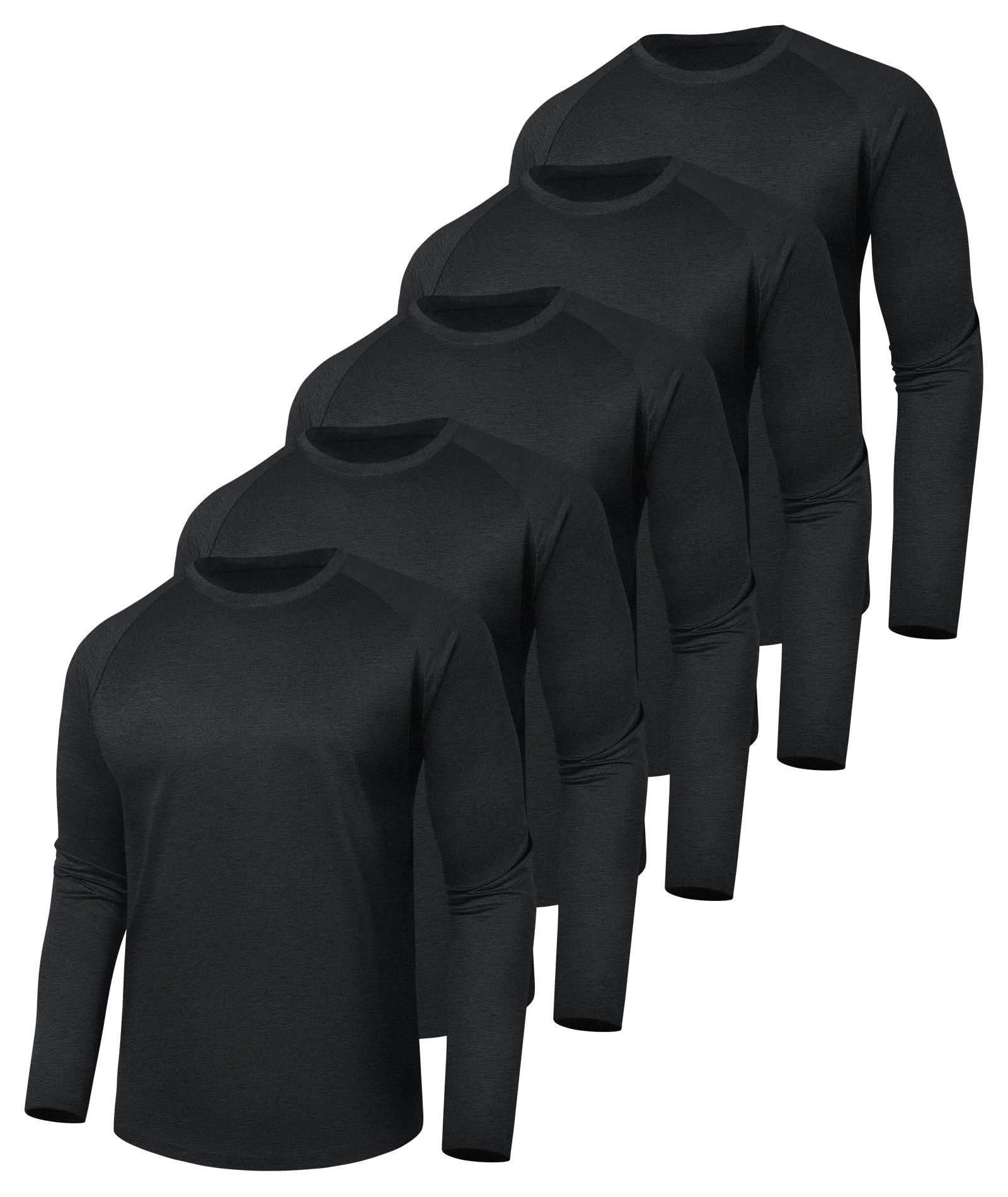3 Pack Long Sleeve Shirts for Men - Quick Dry Moisture Wicking UV Sun Protection T-Shirts for Fishing Workout Athletic Gym