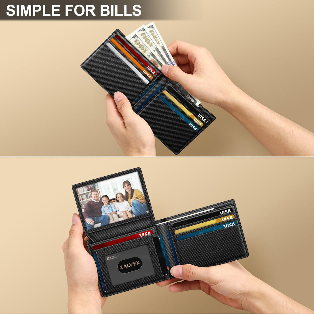 ZALVEX Wallet for Men Slim RFID Blocking Leather Credit Card Holder Wallet