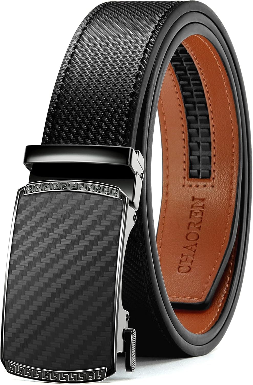 CHAOREN Men's Leather Ratchet Belt - Customizable Fit (35mm)