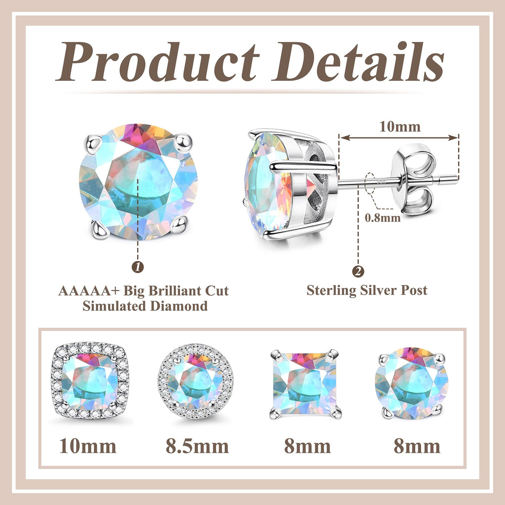 MILACOLATO S925 Sterling Silver Stud Earrings for Women Men Hypoallergenic 18K Gold Plated Cubic Zirconia Earrings Studs Brilliant Simulated Diamond Halo Earring for Sensitive Ears