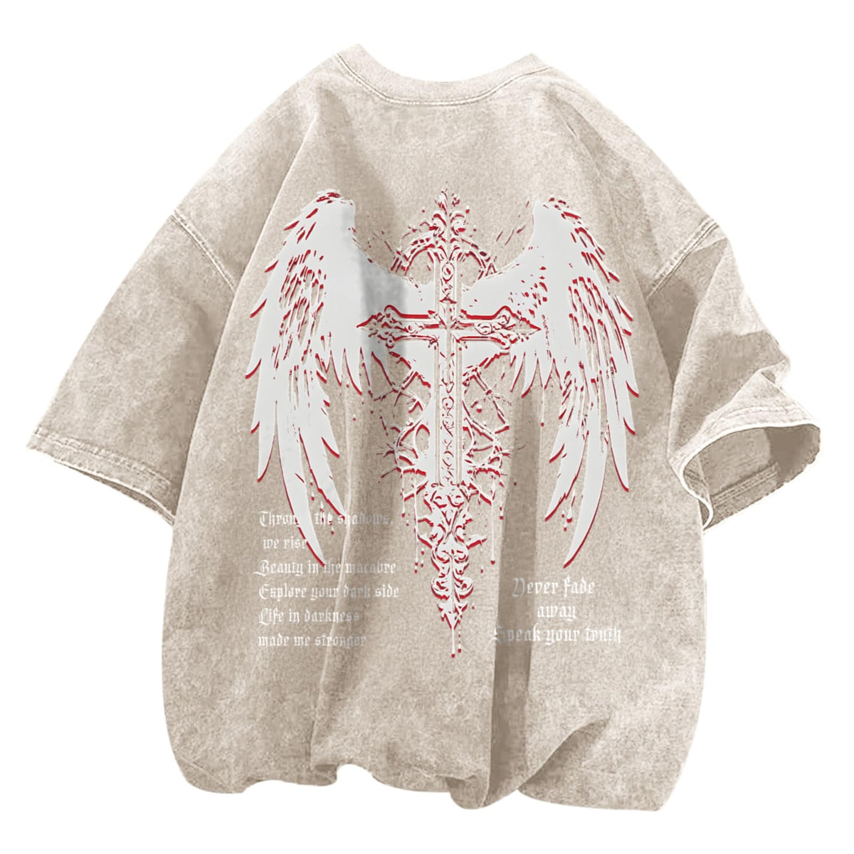 Vintage Goth Punk Shirts for Men Grunge Streetwear Oversized Tshirts Gothic Cross Y2k Graphic Tees Acid Wash T Shirt