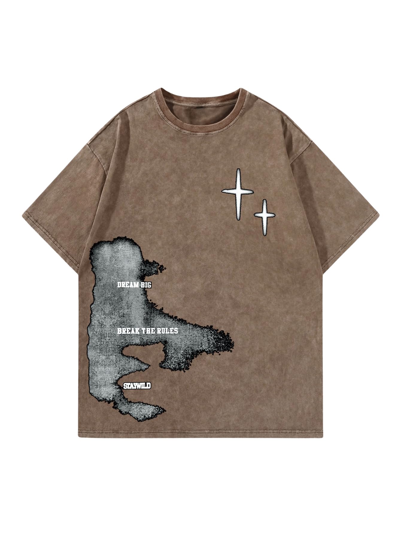 Verdusa Men's Y2k Graphic Tees Short Sleeve Crew Neck Grunge Shirts