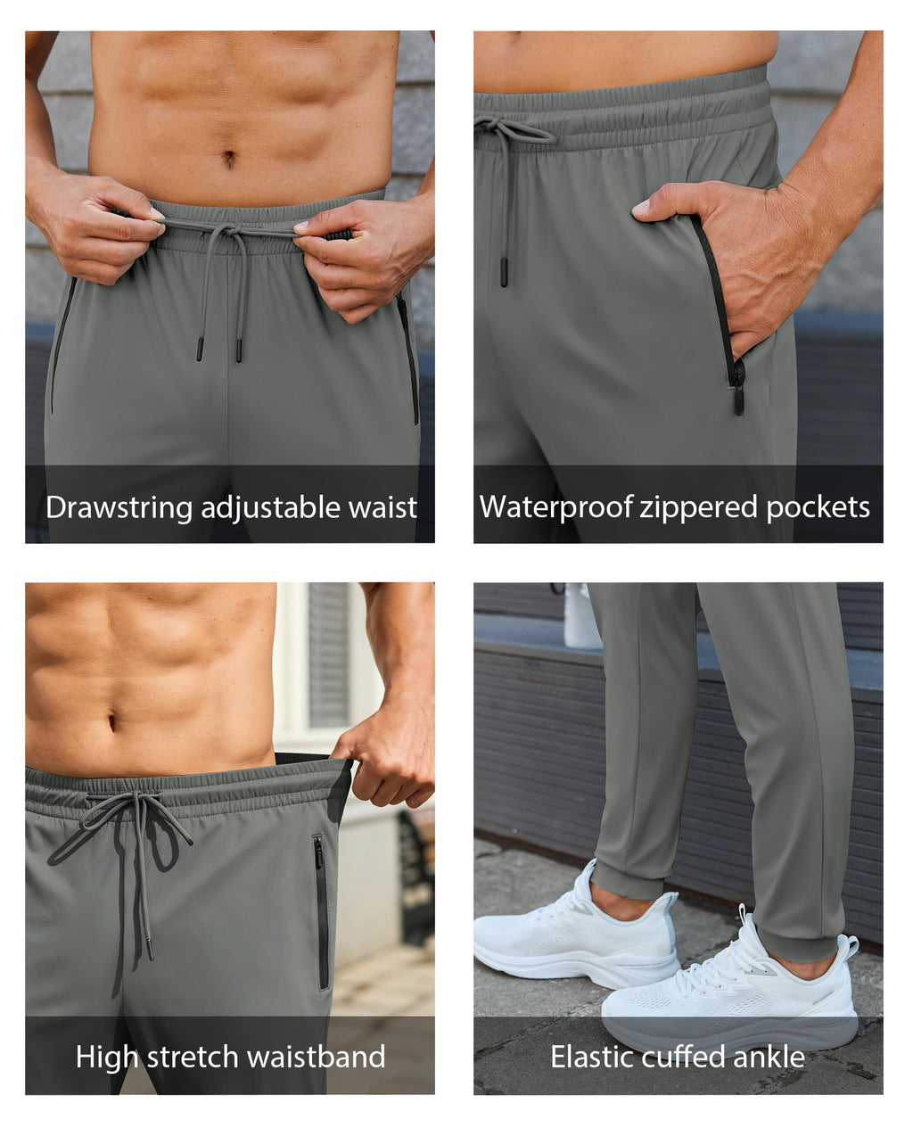 Mens Sweatpants with Zipper Pockets Lightweight Athletic Joggers for Workout Running Gym Track Casual Wear