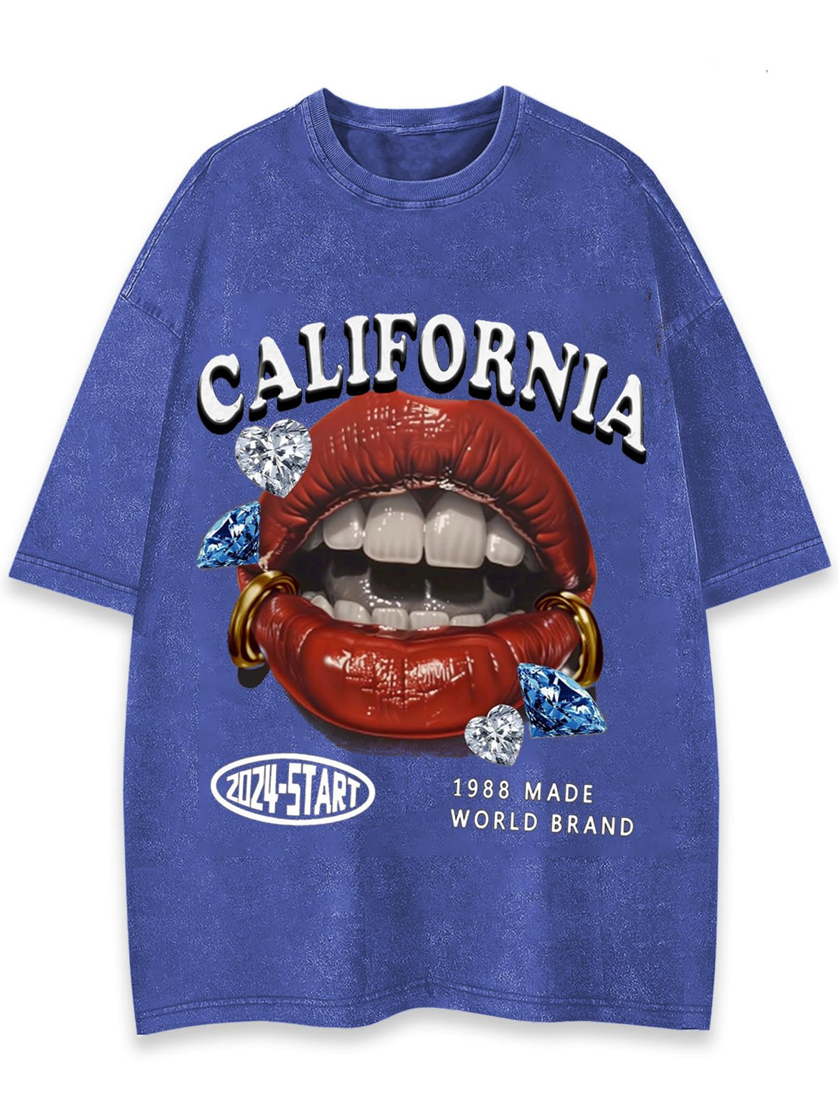 WDIRARA Men's Lip Graphic Tee Shirt Vintage Hip Hop Y2k Streetwear Top