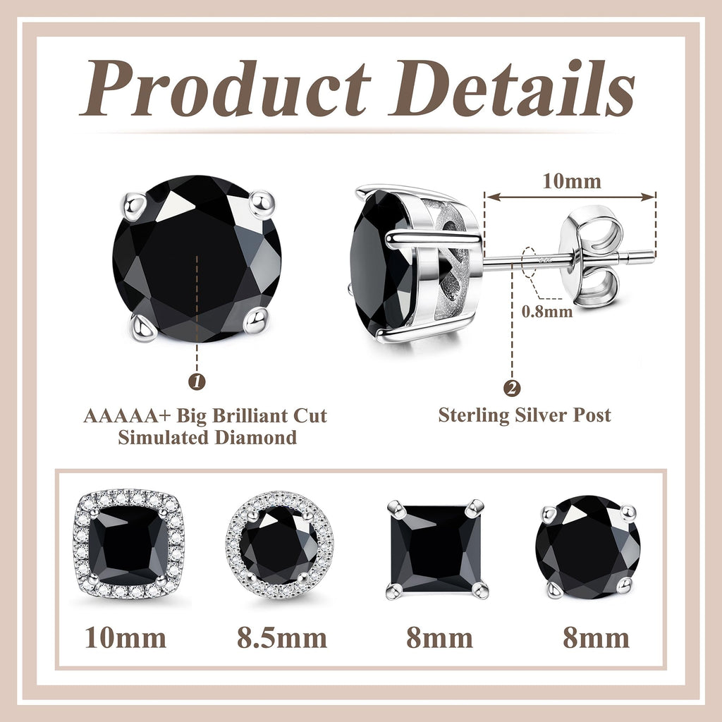 MILACOLATO S925 Sterling Silver Stud Earrings for Women Men Hypoallergenic 18K Gold Plated Cubic Zirconia Earrings Studs Brilliant Simulated Diamond Halo Earring for Sensitive Ears
