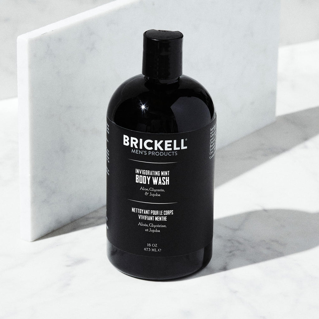 Brickell Men's Invigorating Body Wash for Men, Deep Cleaning Shower Gel with Aloe, Jojoba, and Vitamin E, Scented (Tropical Teakwood, 16 oz)