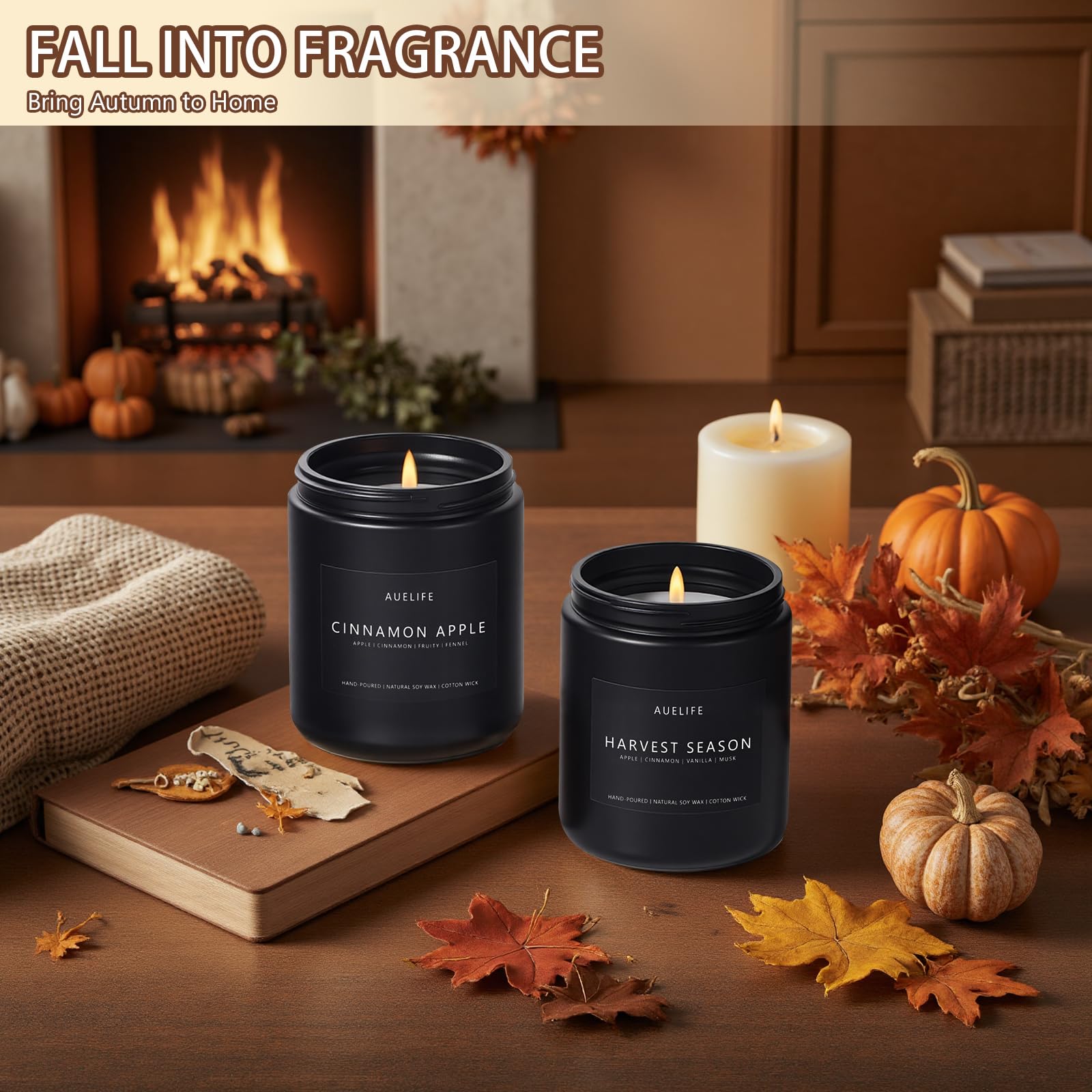 Auelife Candles for Men Gift Set, 4 Pack Soy Wax, Masculine