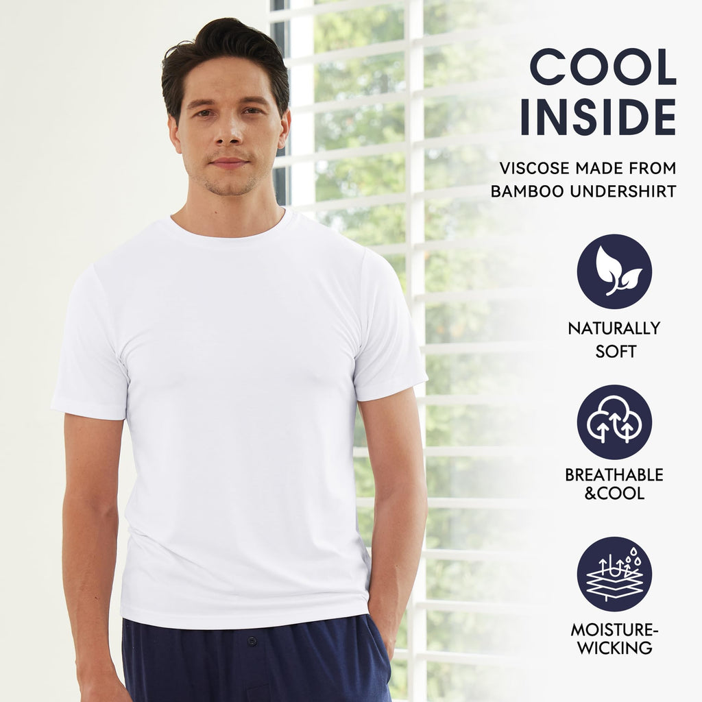BAMBOO COOL Men's Undershirts Moisture Wicking Crewneck T Shirts 6 Pack