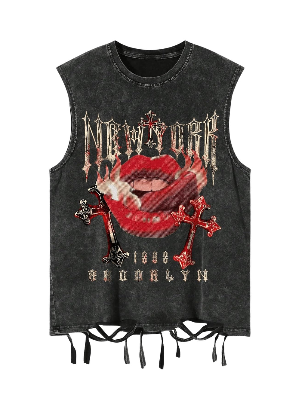 Verdusa Men's Graphic Tees Y2k Grunge Distressed Tee Summer Shirt Sreetwear