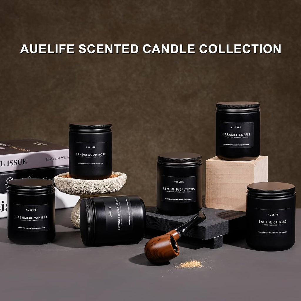 Auelife Candles for Men Gift Set, 4 Pack Soy Wax, Masculine