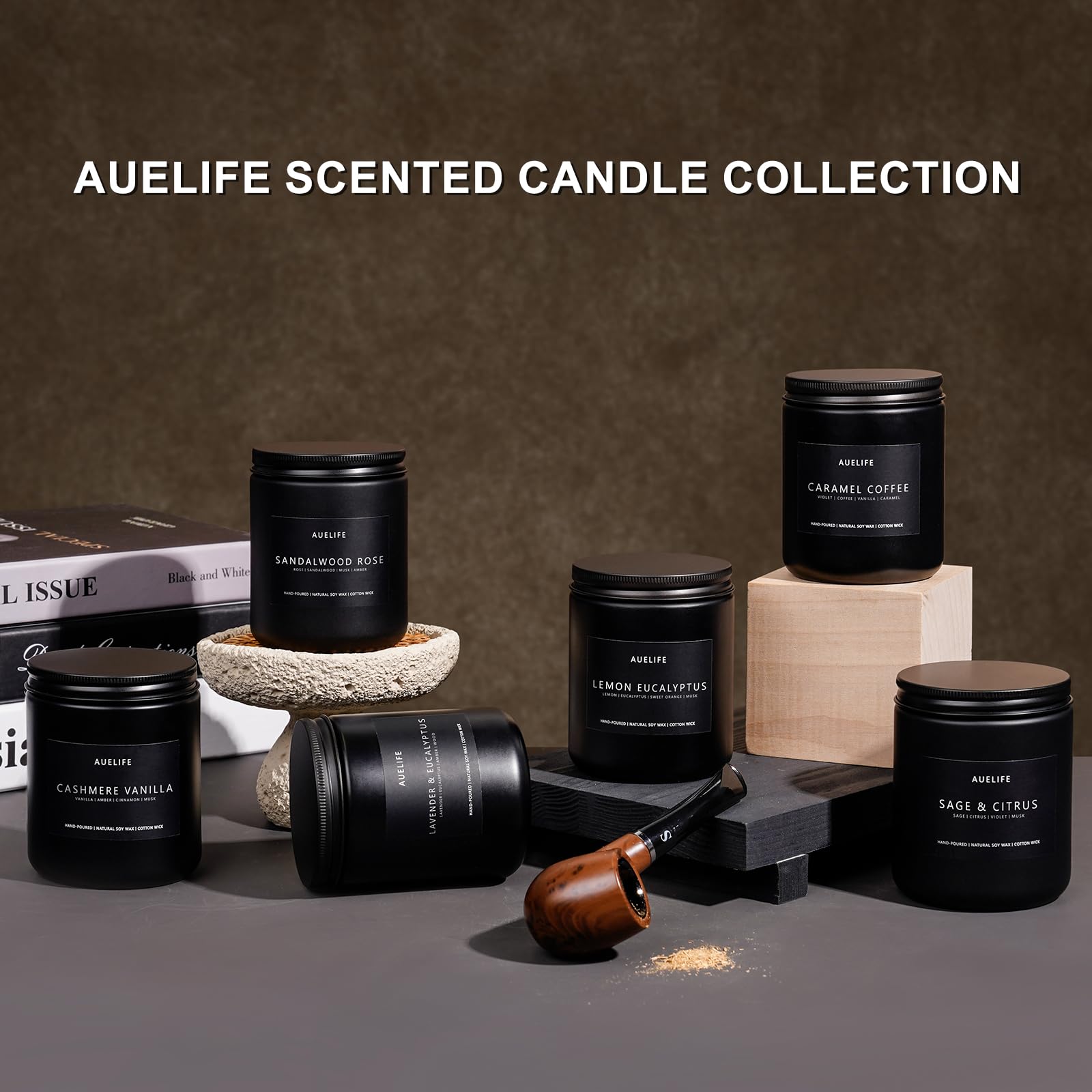 Auelife Candles for Men Gift Set, 4 Pack Soy Wax, Masculine