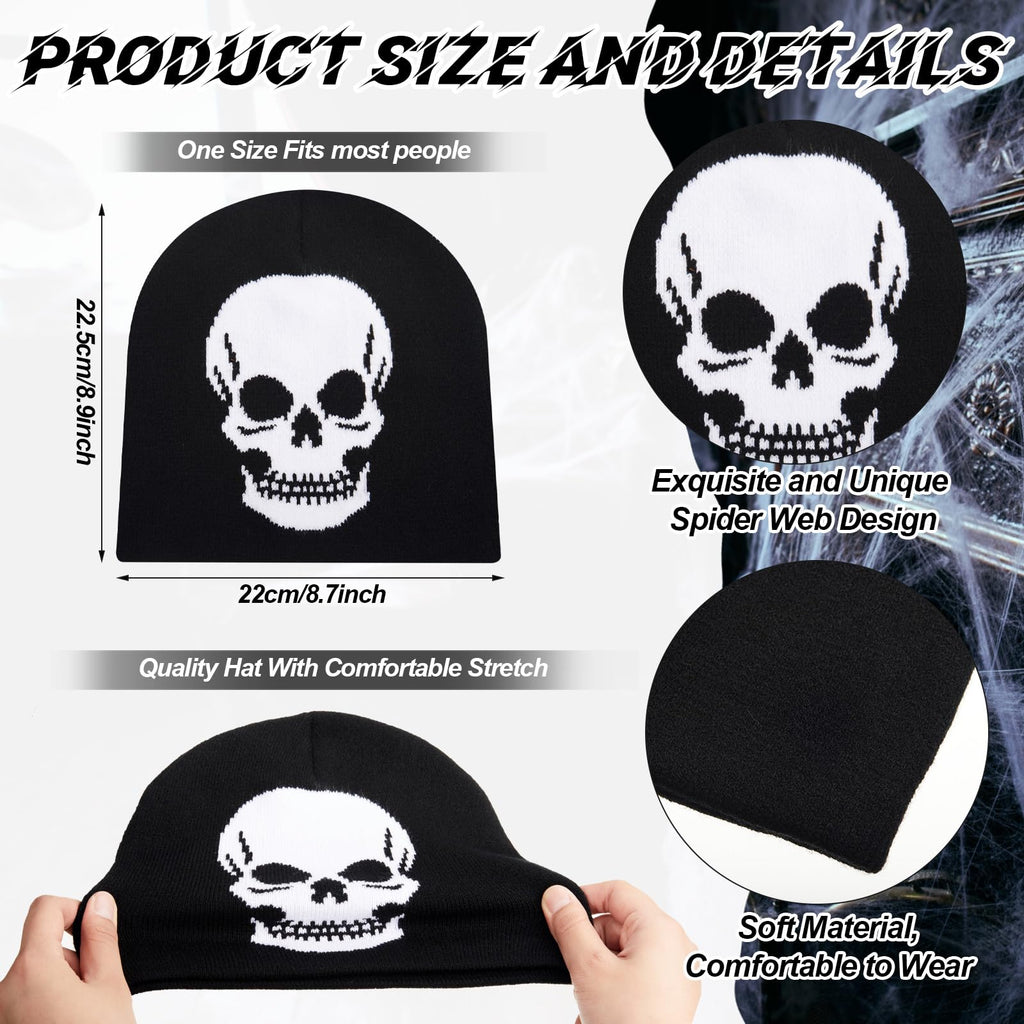 Ramede 4 Pcs Y2k Beanie - Double Sided Graphic Beanies for Men and Women, Acrylic Knitted Y2k Hats Accessories