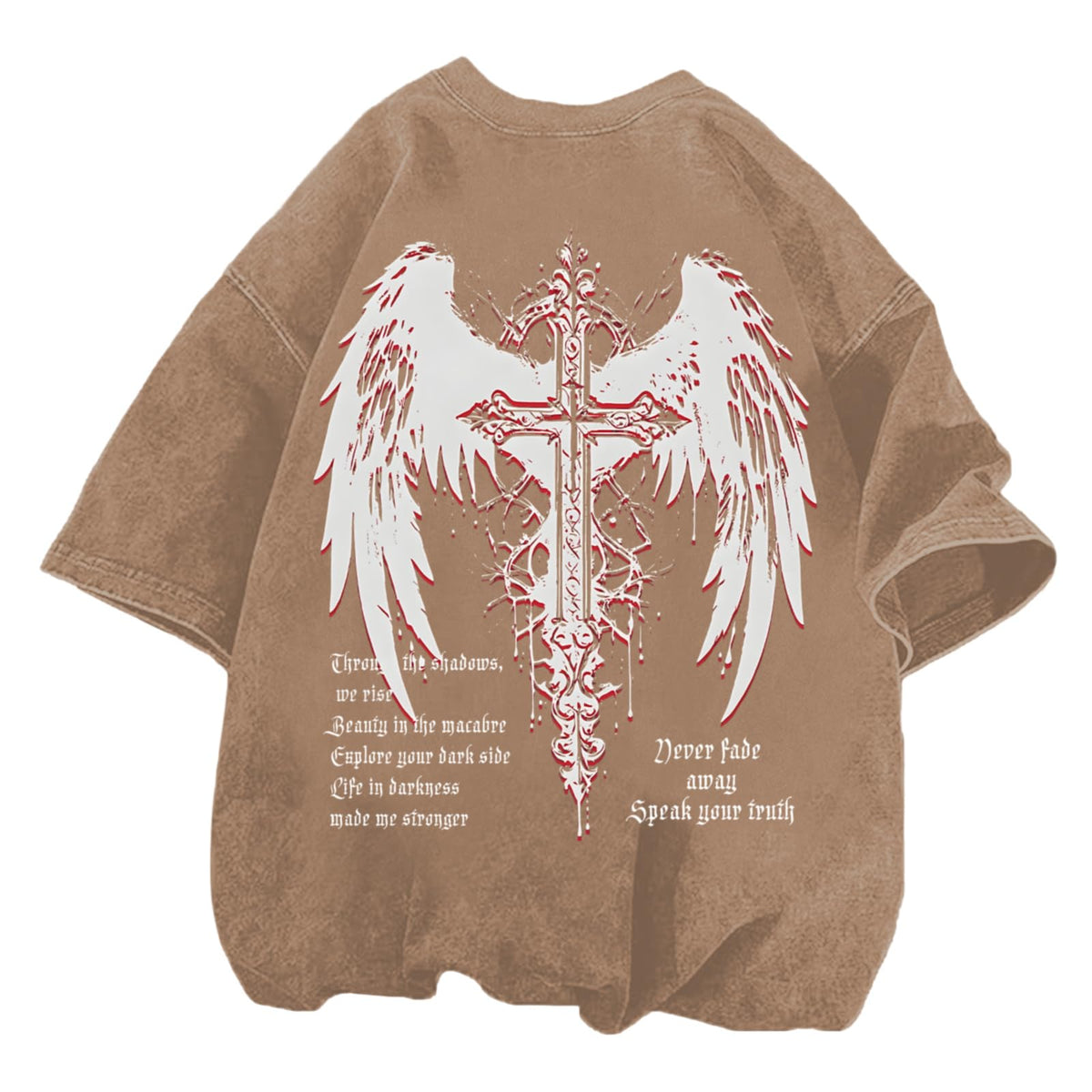 Vintage Goth Punk Shirts for Men Grunge Streetwear Oversized Tshirts Gothic Cross Y2k Graphic Tees Acid Wash T Shirt