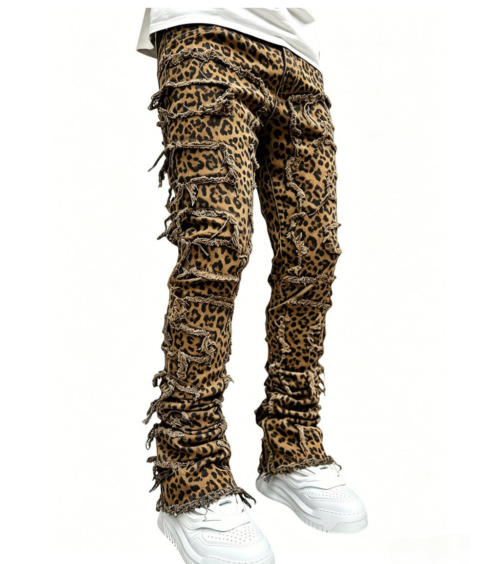 YEOU Men's Stacked Skinny Jeans - Y2K Harajuku Style Ripped Denim Pants with High Waist