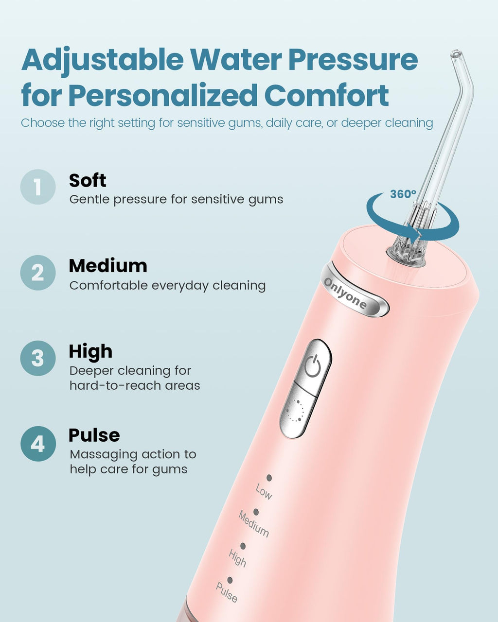 Onlyone Water Flosser with Adjustable Water Pressure for Daily Oral Care