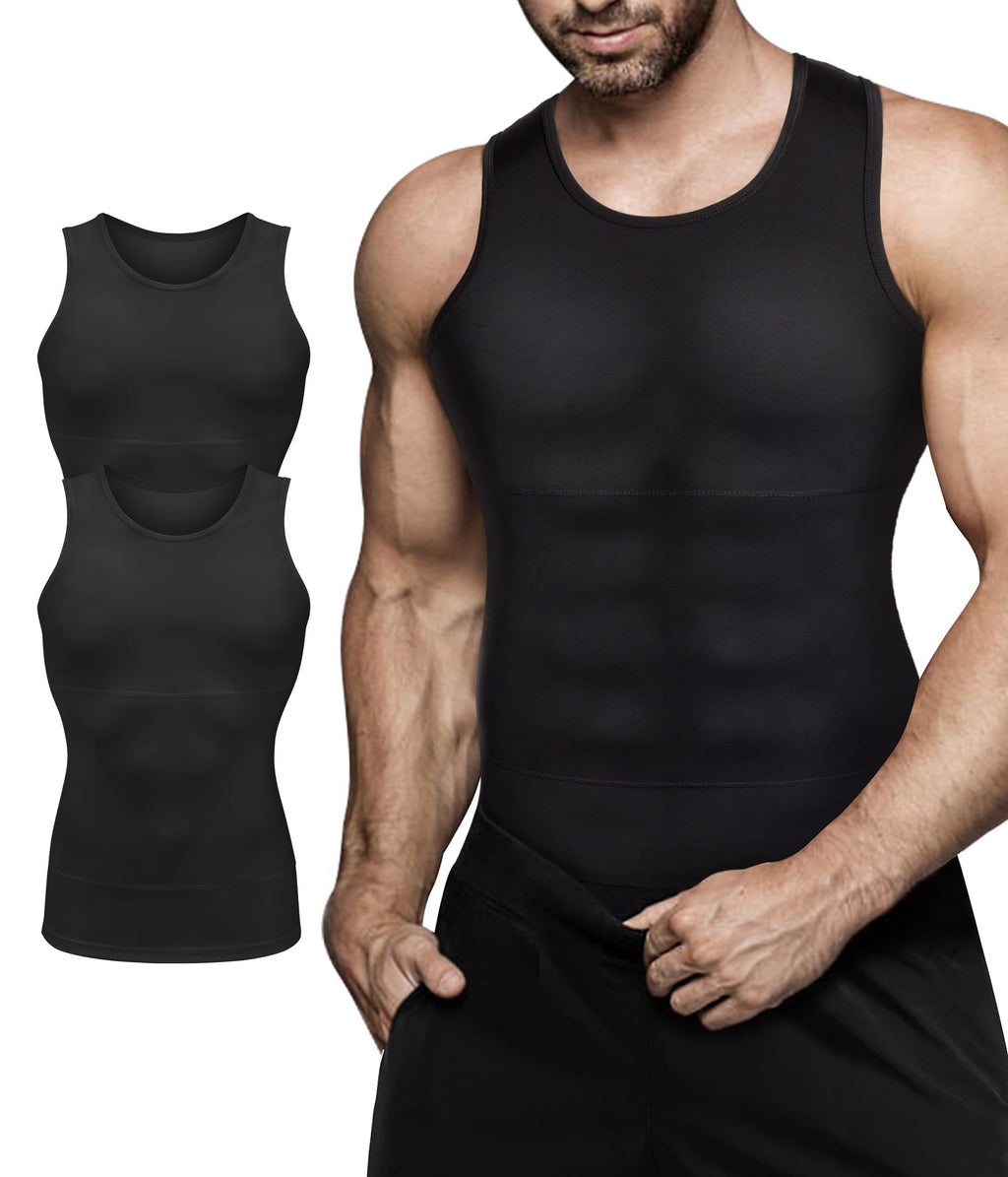 Mens Compression Shirt Slimming Body Shaper Vest Workout Tank Tops Abdomen