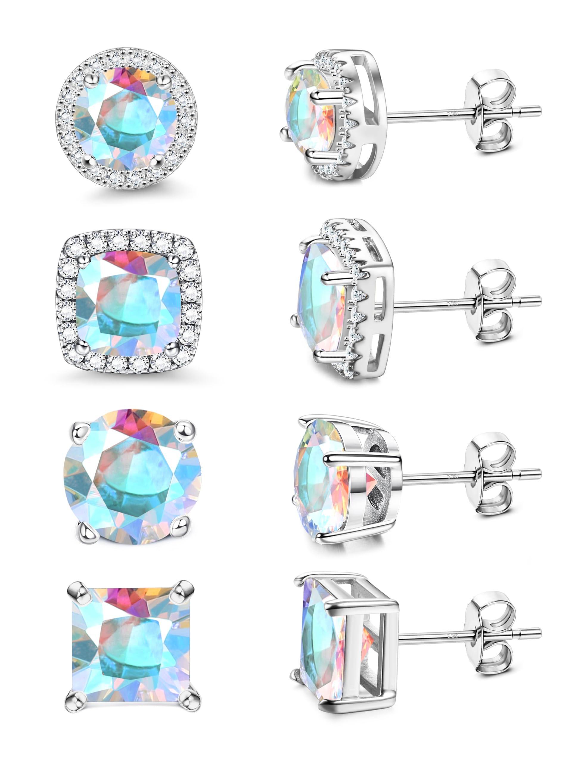 MILACOLATO S925 Sterling Silver Stud Earrings for Women Men Hypoallergenic 18K Gold Plated Cubic Zirconia Earrings Studs Brilliant Simulated Diamond Halo Earring for Sensitive Ears