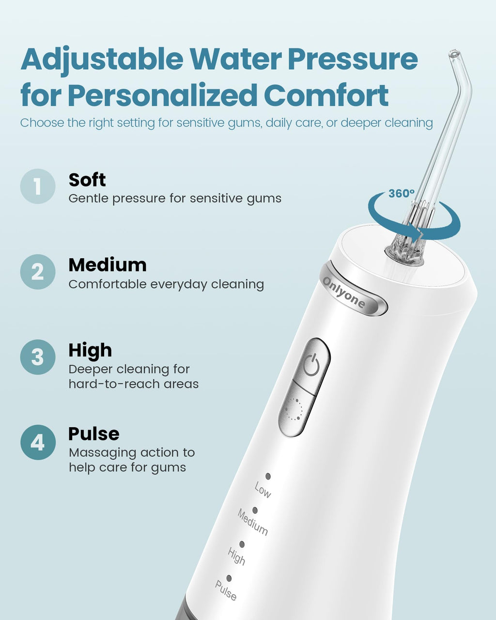 Onlyone Water Flosser with Adjustable Water Pressure for Daily Oral Care