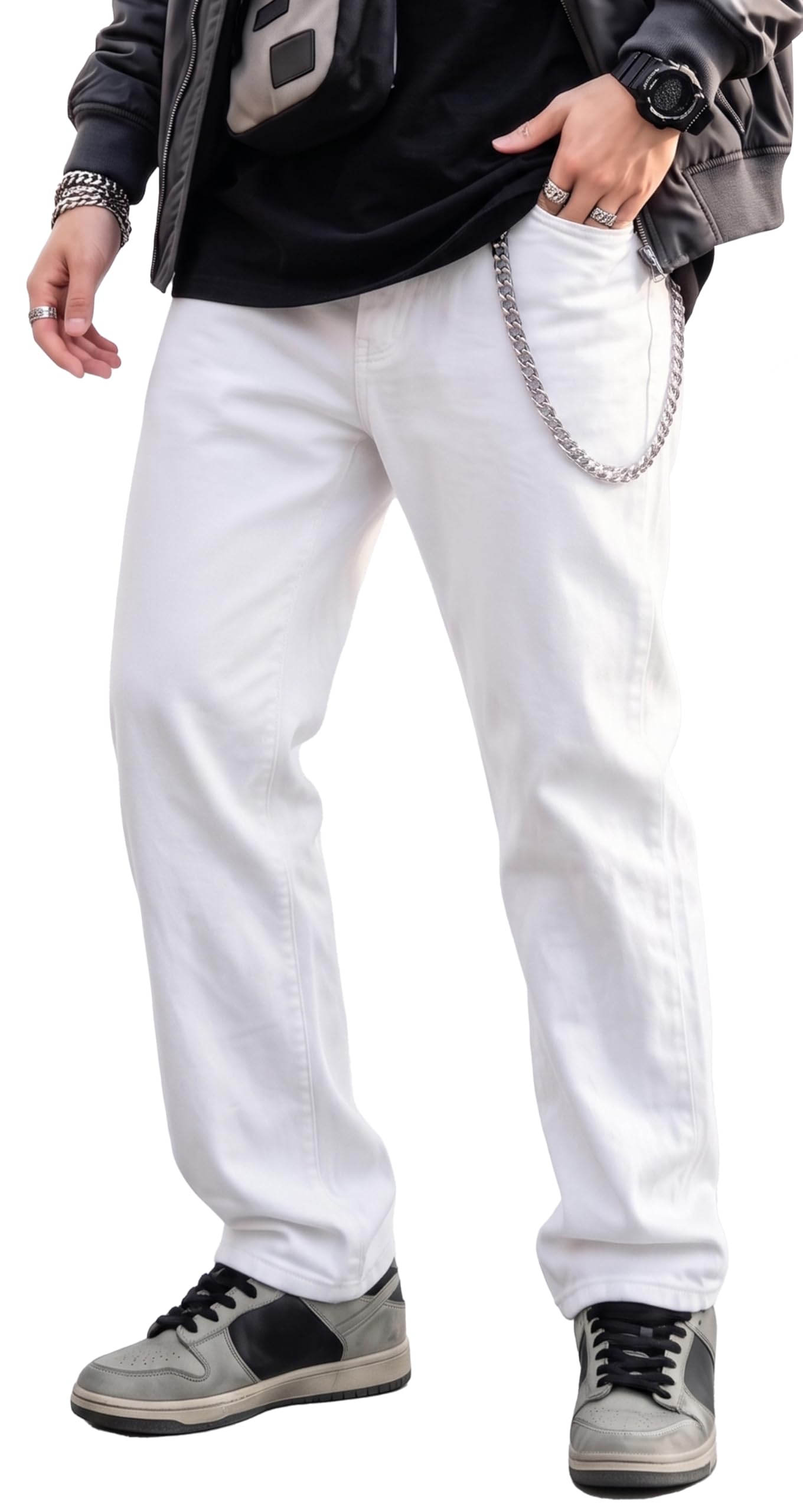 HUNGSON Mens Baggy Jeans for Men Women Y2k Skater Vintage Plain Pants Casual Wide Leg Jeans Loose Fit Denim Jeans